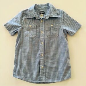 Oshkosh Boys 8 Chambray Shirt Blue Striped Short Sleeve